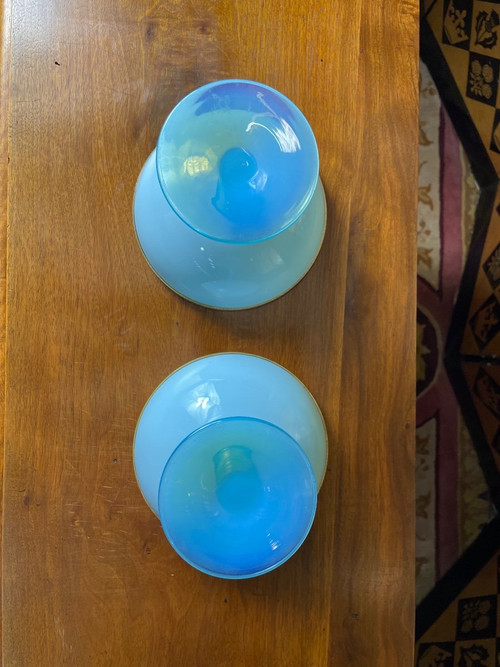 Pair Of Blue Opaline Cups