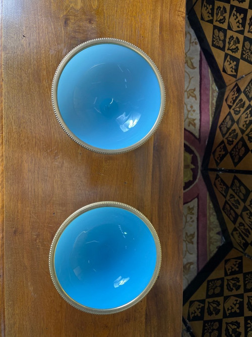 Pair Of Blue Opaline Cups