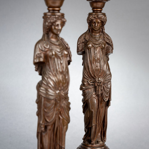 Pair of Barbedienne Bronze Candlesticks, 19th Century