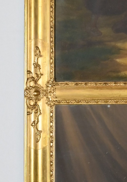 Gilded Wood Trumeau Mirror, Restoration period - Early 19th century