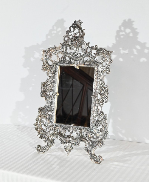 Small Silvered Bronze Table Mirror, Rocaille style - Late 19th century