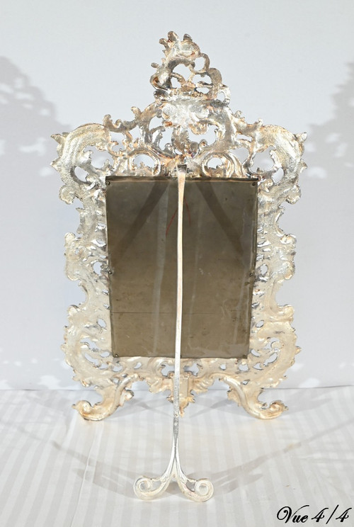 Small Silvered Bronze Table Mirror, Rocaille style - Late 19th century