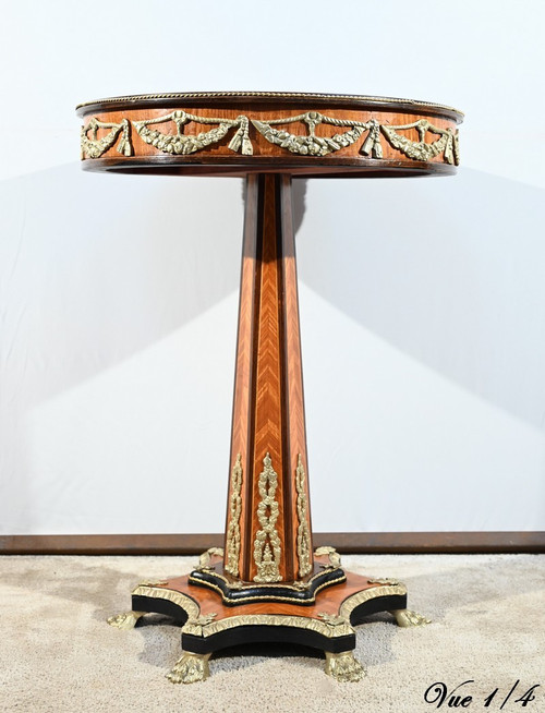 Precious Wood Pedestal table, Restoration style, Napoleon III period - Mid-19th century