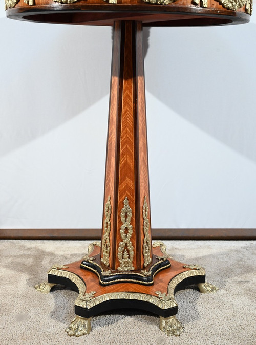 Precious Wood Pedestal table, Restoration style, Napoleon III period - Mid-19th century