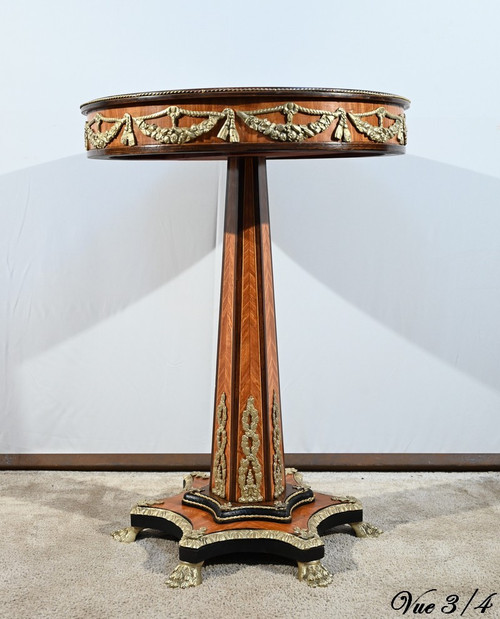 Precious Wood Pedestal table, Restoration style, Napoleon III period - Mid-19th century