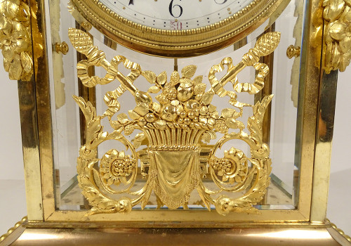 Louis XVI Cage Clock White Marble Gilt Bronze Napoleon III Cup 19th century