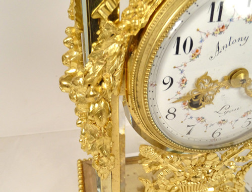 Louis XVI Cage Clock White Marble Gilt Bronze Napoleon III Cup 19th century