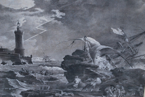 Drawing , Joseph Vernet: Storm and shipwreck