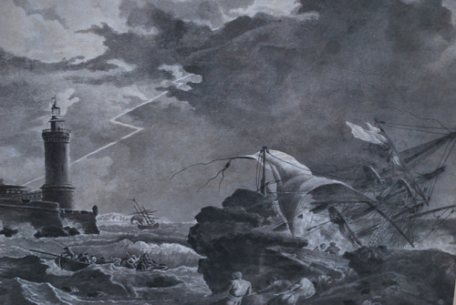 Drawing , Joseph Vernet: Storm and shipwreck