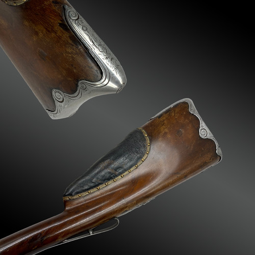 HUNTING RIFLE, double flint, signed LEPAGE in Paris, France, early 19th century