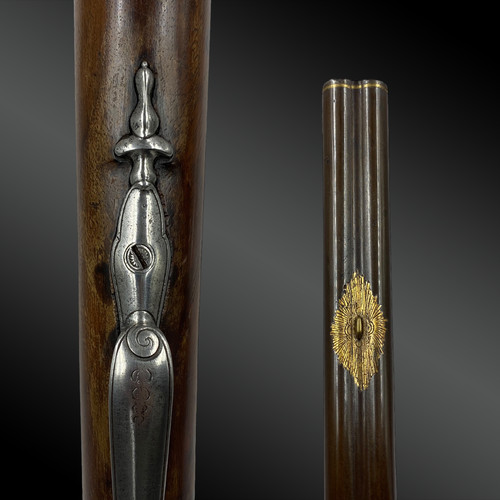 HUNTING RIFLE, double flint, signed LEPAGE in Paris, France, early 19th century