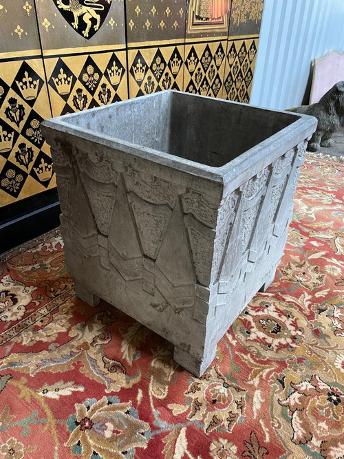 Large Art Deco Cement Pot Cover