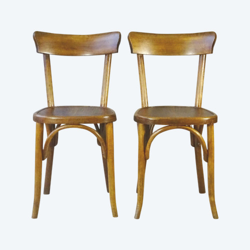 2 FISCHEL bistro chairs N° 157 , circa 1934 ,wooden seats- no thonet