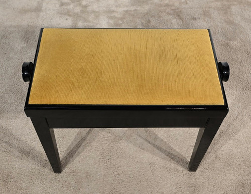 Banquette de Piano Réglable, en Bois laqué Noir – 1970