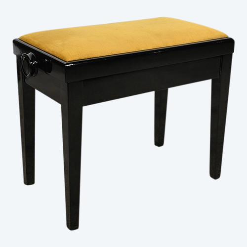 Banquette de Piano Réglable, en Bois laqué Noir – 1970