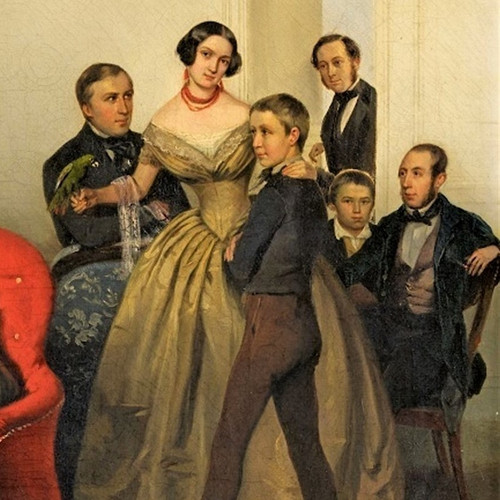 Portrait de la famille de Dutchess Adèle Ozarowska  Huile sur toile Georg von Bothmann (1810-1891) 