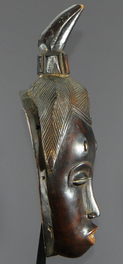 Côte d'Ivoire, Peuple Gouro, Années 1940/1950, Masque Féminin De Danse Gu En Bois Dur.