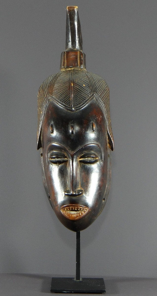 Côte d'Ivoire, Peuple Gouro, Années 1940/1950, Masque Féminin De Danse Gu En Bois Dur.