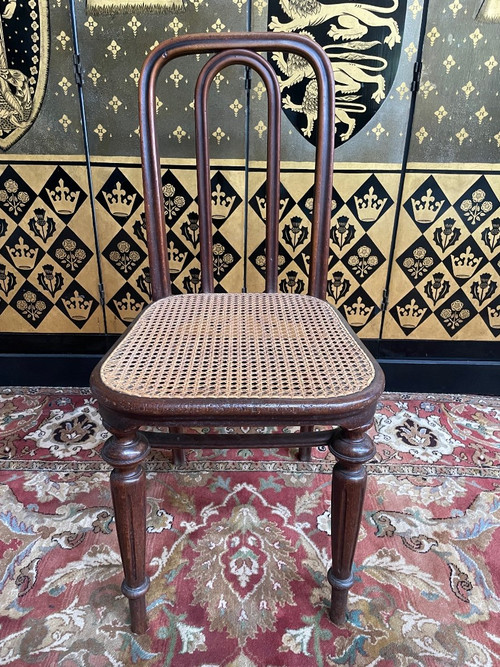 Suite mit 5 Thonet-Rohrgeflechtstühlen