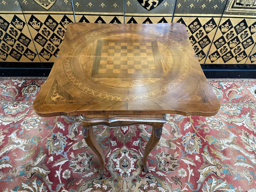 Table à Jeux De Style Louis XV en Marqueterie