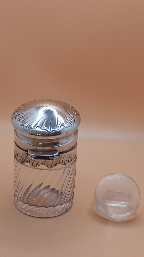 Small crystal and silver toilet flask