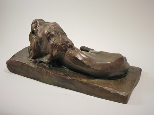 Josuë DUPON (1864-1935) Lion couché Bronze (vers 1908) 