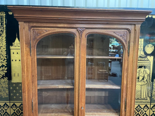 Libreria - Vitrine En Chêne Massif époque Art Nouveau