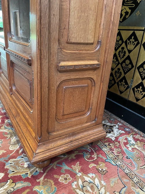 Libreria - Vitrine En Chêne Massif époque Art Nouveau