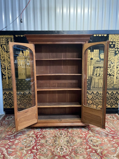 Libreria - Vitrine En Chêne Massif époque Art Nouveau