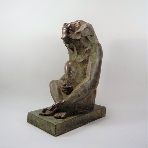 Akop GURDJAN (après)(1881-1948)Sitting Baboon Bronze 