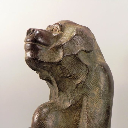 Akop GURDJAN (après)(1881-1948)Sitting Baboon Bronze 