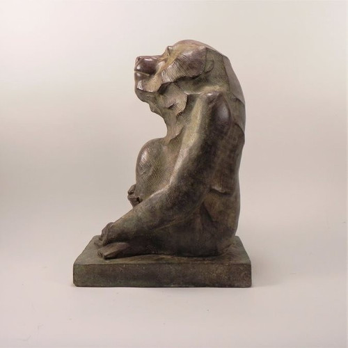 Akop GURDJAN (après)(1881-1948)Sitting Baboon Bronze 