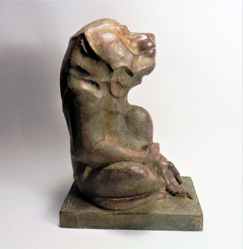 Akop GURDJAN (après)(1881-1948)Sitting Baboon Bronze 