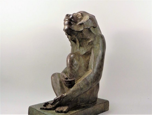 Akop GURDJAN (après)(1881-1948)Sitting Baboon Bronze 