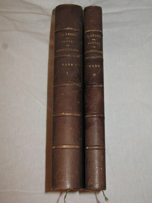 Conchology manual by J.C. Chenu in 2 complete volumes from 1859 with shell plates