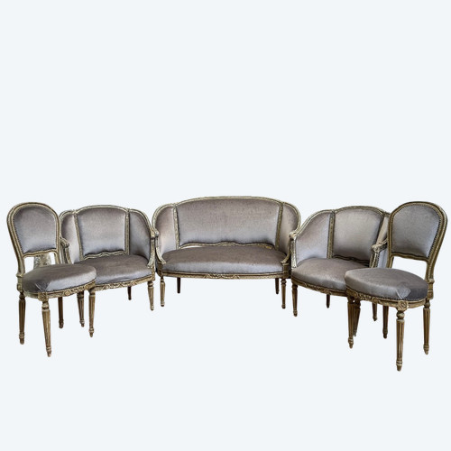 Living room Corbeille sofa - armchairs - bergères De Style Louis XVI