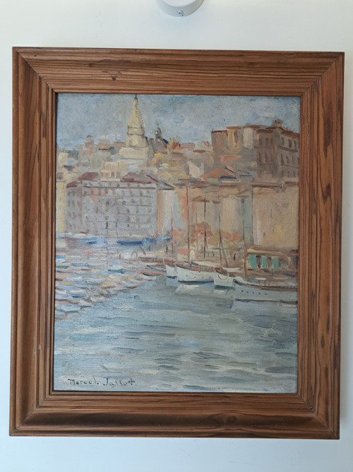 Marcel Edouard Jallot, Hafen von Marseille, Öl auf Holz, frühes 20. Jahrhundert.