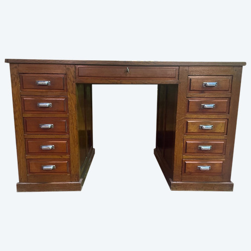 Administrative Oak Pedestal Desk