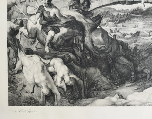 La Bataille Des Amazones Gravure d'Après Rubens Par Louis Greuse 