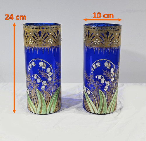 Pair of Legras Vases “Les Muguets”, Art Nouveau – Late 19th Century