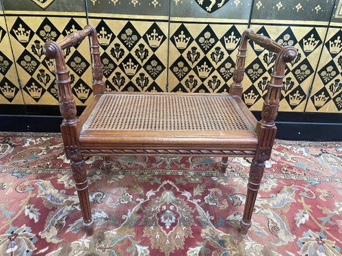 Louis XVI Style Cane Piano Bench Seat