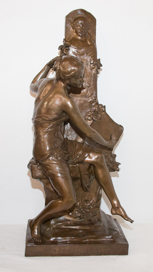 Bronze „Le Souvenir“, signiert E Picault, Ende des 19. Jahrhunderts