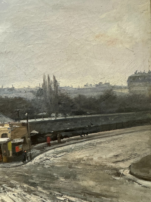 Ernest Lipinski (xix-xx) – Paris, belebter Bahnhof unter dem Schnee, 1890