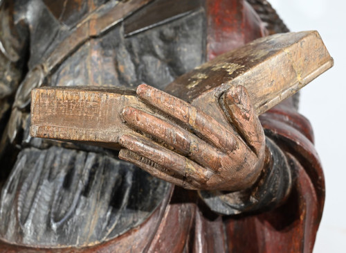 Important Sculpture of Saint James in Polychromed Oak – 18th Century