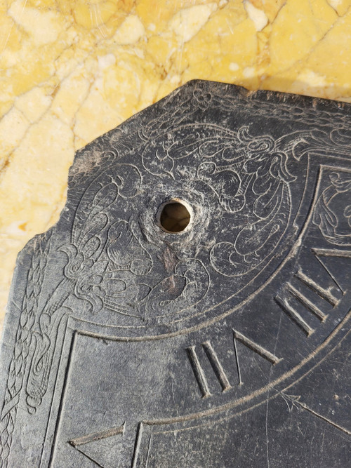 Slate Sundial, Decorated And Dated 1704