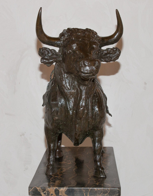 Grande toro da corrida in bronzo proveniente da "Ganaderia" dell'inizio del XX secolo