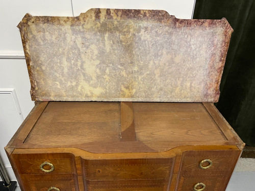 Transition Style Commode In Marquetry With Musical Instruments