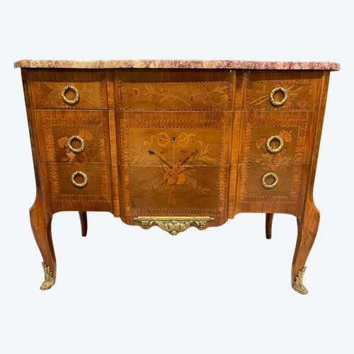 Transition Style Commode In Marquetry With Musical Instruments