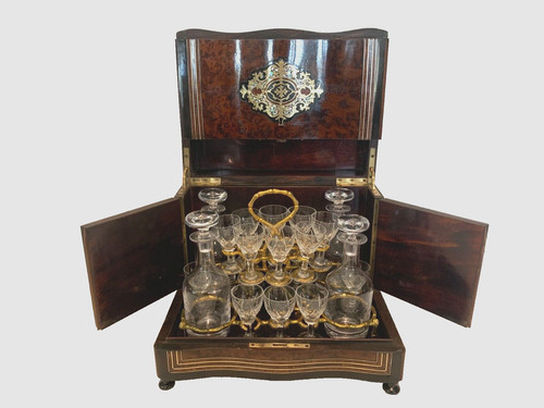 Complete Liqueur Cellar Boulle Napoleon III Box Marquetry Box XIX Century