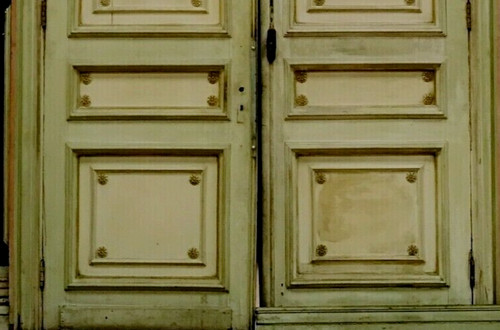 Double Haussmann passage doors in patinated solid wood 19th century